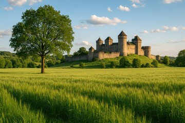 Landscape Featuring Historic Fortress Amidst