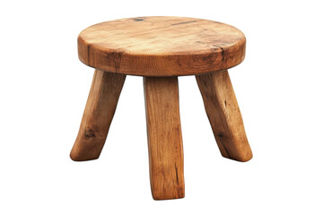 Rustic Wooden Stool Farmhouse Style Decor Three Legged Seat for Interior Design Simple Living on transparent background