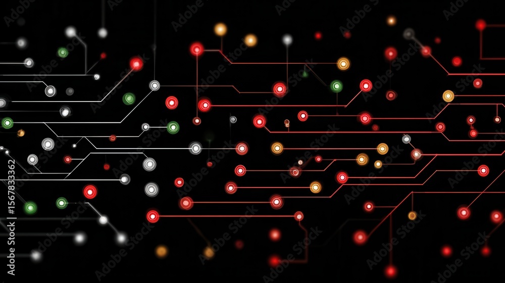 Wall mural abstract digital circuit pattern with colorful light effects