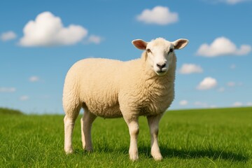 A flock of sheep grazing on lush grassland