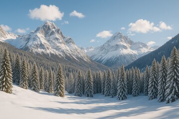 Fototapeta premium Mountain Range Scenic View with Lush Nature