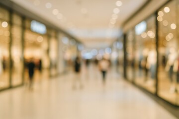 Blurred abstract background featuring retail stores in a mall