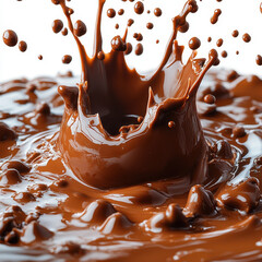 melted chocolate splashes, cut out isolated on a white background 