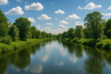 Fototapeta premium Stunning Waterway Scene on a Bright Sunny Day