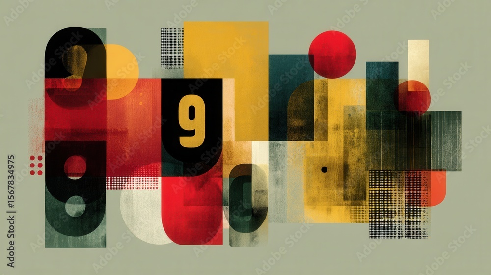 Canvas Prints abstract geometric composition with bold colors and shapes