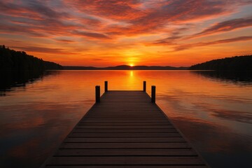 Obraz premium Anchor your boat on a serene lake during sunset