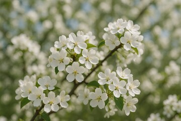 Detailed view of blossoms on a tree branch