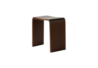 Modern dark wood u shaped stool or small table isolated on transparent background