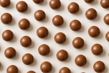 Fototapeta premium Delicious chocolate spheres against a plain white backdrop