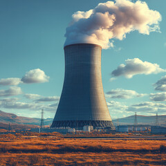 Nuclear power plant isolate on white background 