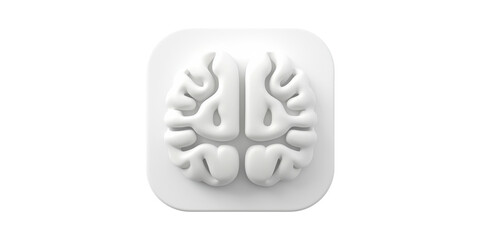 3D Brain Icon. Symbol Of Intelligence, Creativity, And Cognitive Function Isolated On Transparent Background