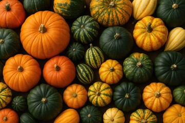 Vibrant Autumnal Gourds and Pumpkins