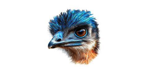 Vibrant Emu Head Illustration. Wildlife Art And Nature Representation Isolated On Transparent Background