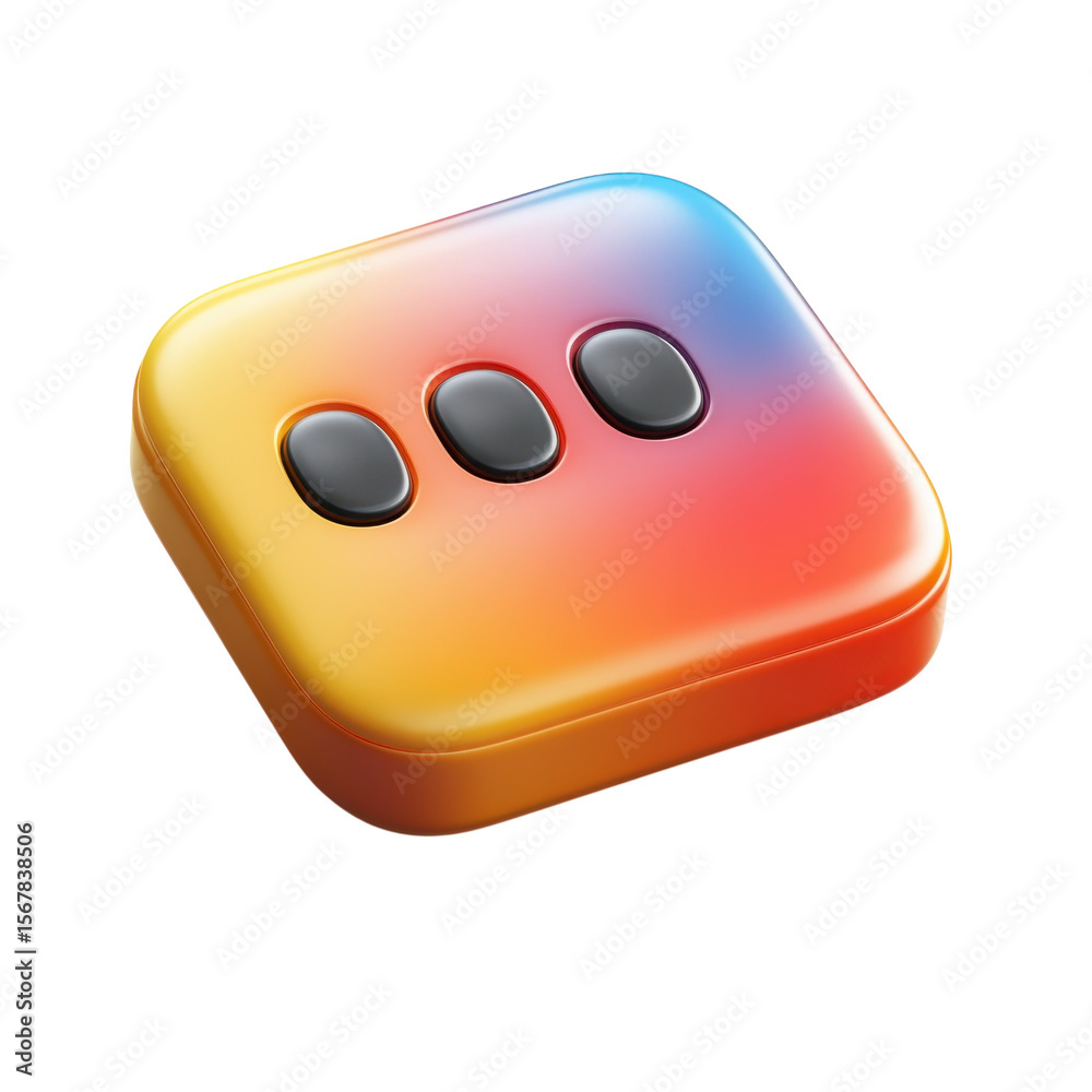 Poster glossy three dots menu icon vector graphic options symbol more button on transparent background