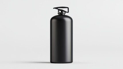 Obraz premium Black Cylinder Bottle with a Handle on a Light Gray Background