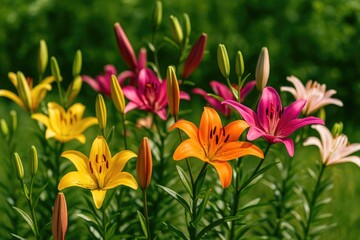 Fototapeta premium Vibrant floral display in a warm-season garden