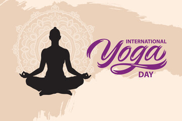international yoga day, Woman meditating, flat vector illustration, Woman practicing yoga