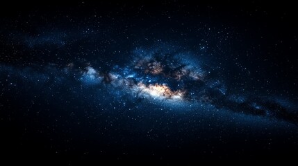 Obraz premium Cosmic River: A breathtaking view of the Milky Way galaxy, a celestial river of stars and cosmic dust swirling across a dark expanse of space.