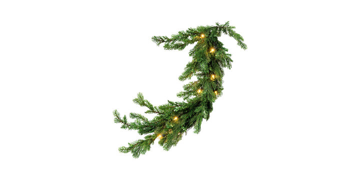 Festive Christmas Garland With Warm Lights. Holiday Decoration And Ambiance Isolated On Transparent Background - Powered by Adobe
