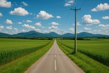 Rural Pathway and Column Amidst Agricultural Fields