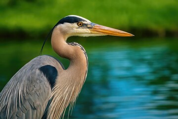 Fototapeta premium Detailed shot of a heron from a close distance