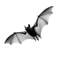 Fototapeta premium Black bat flying with spread wings on white background 