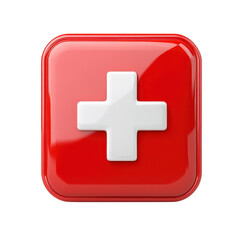 Obraz premium Red medical cross healthcare assistance emergency aid service symbol on transparent background