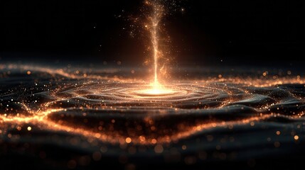 Glowing Energy Vortex Creating Radiant Waves in Dark Space