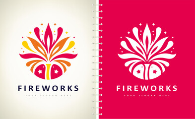 fireworks and stars logo vector design