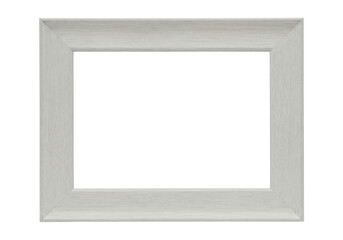 Simple white wood grain picture frame border isolated on transparent background