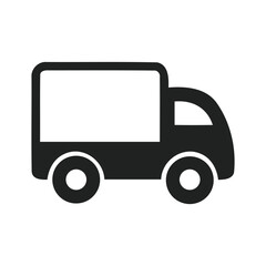 Fototapeta premium Simple black delivery truck icon for logistics and shipping