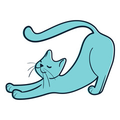 Cute cat doodle sticker. Adorable hand drawn cat. Vector illustration.