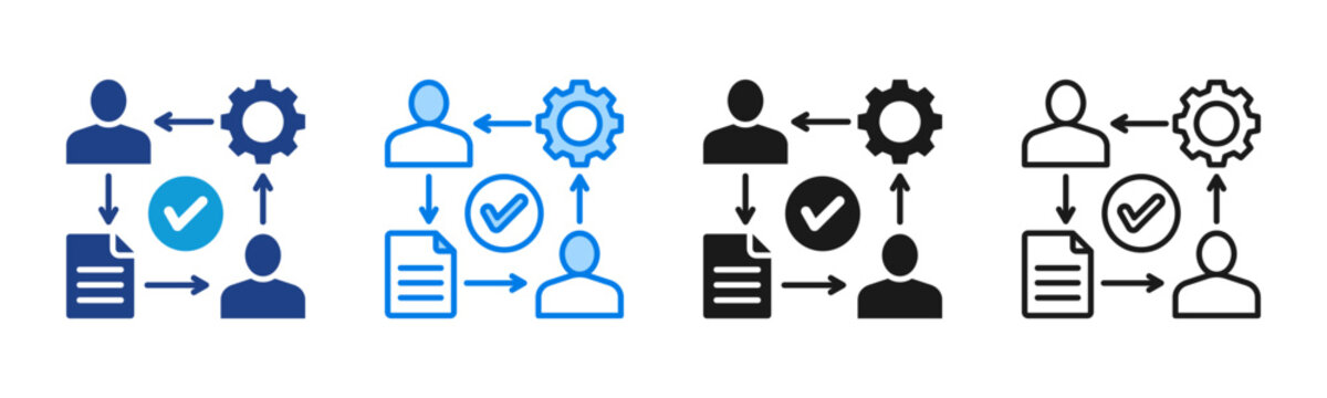 Approval Process icon sheet multiple style collection