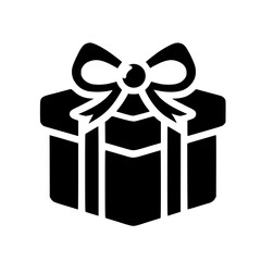Minimalist Black SVG Silhouette of a Gift Box with Ribbon for Celebration and Special Occasion Designs
