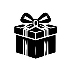 Minimalist Black SVG Silhouette of a Gift Box with Ribbon for Celebration and Special Occasion Designs