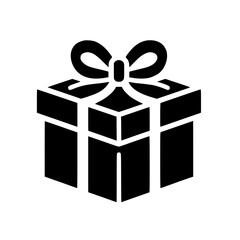 Minimalist Black SVG Silhouette of a Gift Box with Ribbon for Celebration and Special Occasion Designs