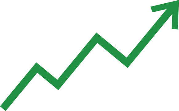 green arrow graph moving upward direction concept of economic stock market business, share, stock, financial growth  transparent background