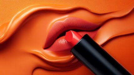 cosmetic collection focused on lips and eyes, stylish product layout,