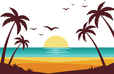 tropical beach with palm trees