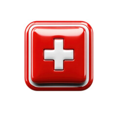 Obraz premium Red First Aid Kit Symbol with White Cross and Black Background Healthcare on transparent background