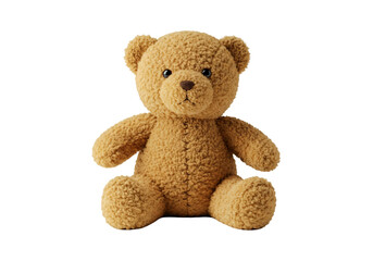 Obraz premium A fluffy brown teddy bear sitting comfortably isolated on transparent background
