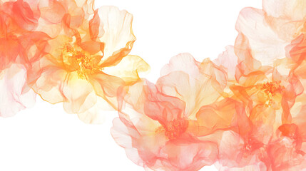 Light floral doodles in soft pink and yellow add a delicate touch on a clear white background ideal for cheerful girly designs with ample text space