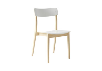 Modern wooden chair with white seat and back isolated on transparent background