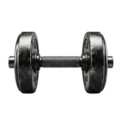 Fototapeta premium Aged metal dumbbell fitness strength training workout bodybuilding black on transparent background