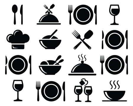 Restaurant Menu Icons 23 EPS Vector Graphics for Culinary Designs