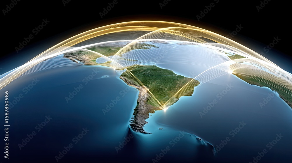 Poster global network connections visualization with polygonal mesh