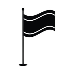 Flag Symbol Rectangular Field Pole Line Icon Vector Illustration