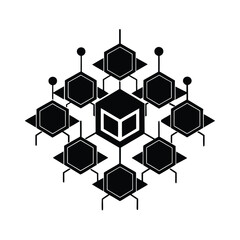 Geometric Swarm Bot Micro Cluster Tech Group Icon Vector Illustration