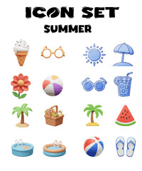 Icon Set Vector Summer