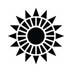 Geometric Sun Icon Basic Circles and Lines Radiant Icon Vector Illustration